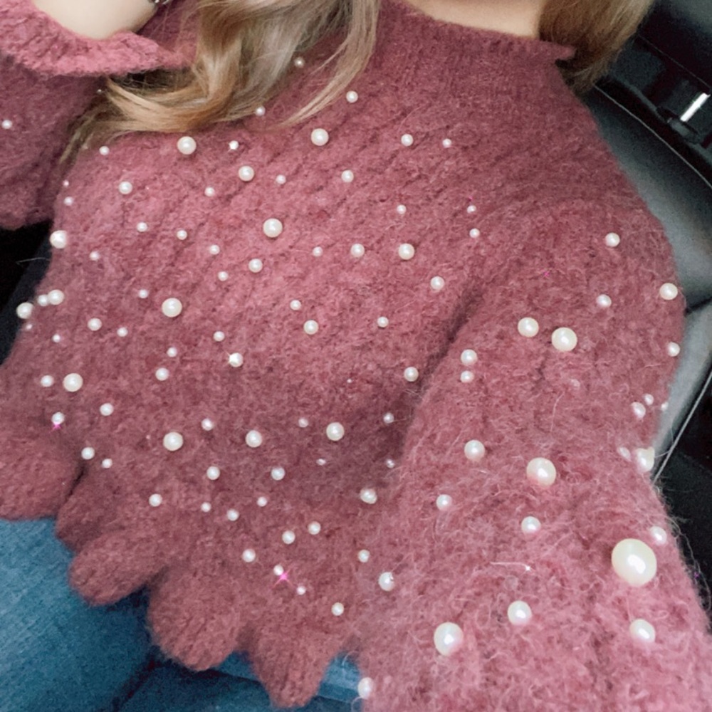 Zara fuzzy pearl  sweater